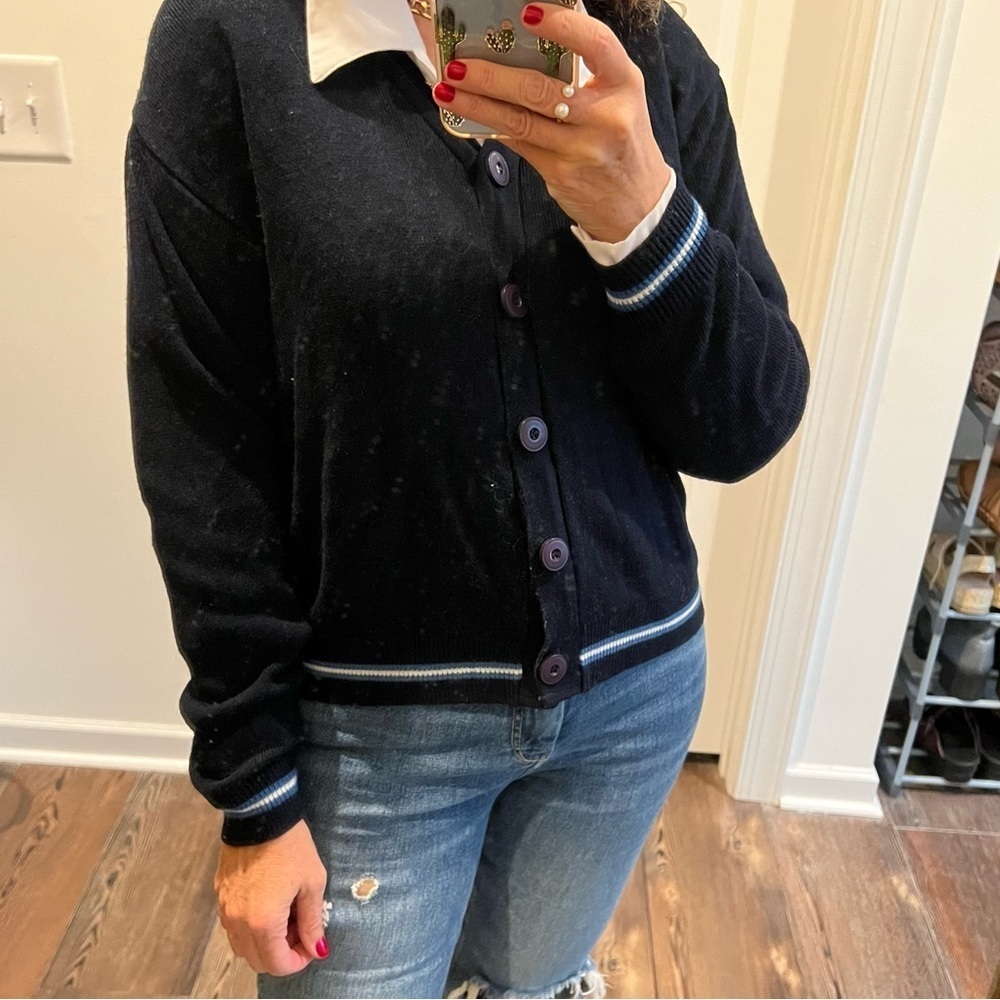TRENDZ wool navy blue cardigan sweater